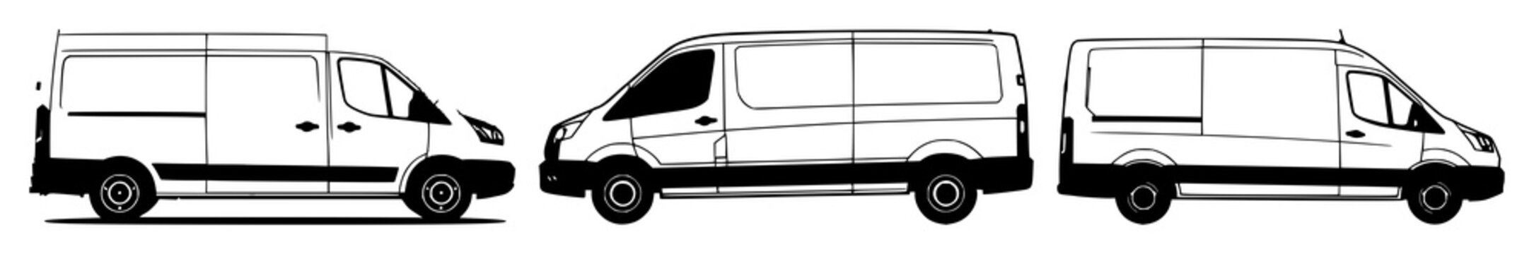 Fleet management van set with solid black icon on white background featuring van, fleet, transportation with shipping and logistics