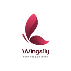 Fototapeta premium Gradient Modern Butterfly Wingsfly Shape Logo Design for Company Identity