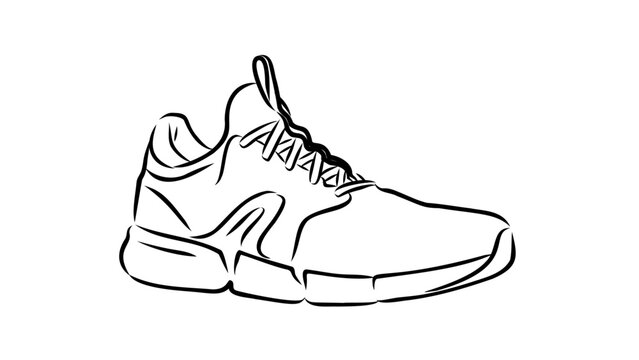A minimalist line art illustration of a single sneaker shoe