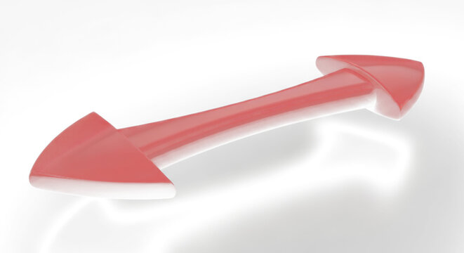 3d red color parabolic curve long arrow pointing right or lefton black background