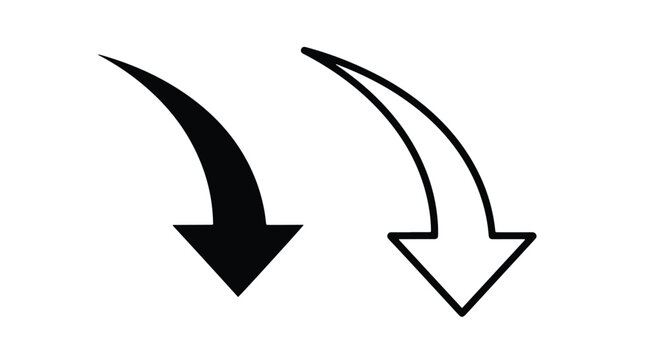 Downward arrow vector graphics - Editable line icons. Vector illustration - Glyph and solid icon set - Icon vector