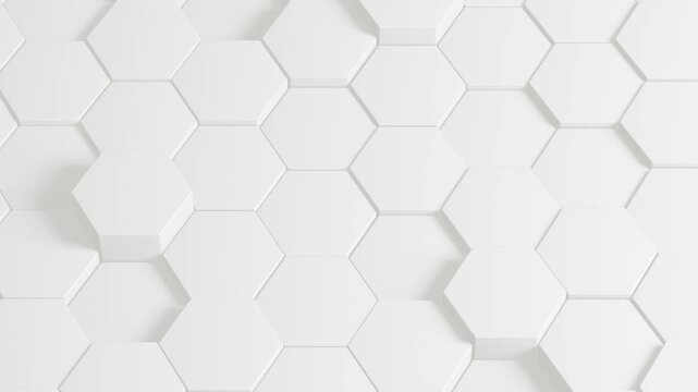 White hexagonal tile geometric background, seamless loop, 3d rendering 4k animation.