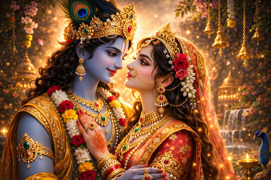 Radha Krishna ai genrated wallpaper 