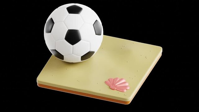 Soccer Ball on Sandy Beach with Seashell Accent
