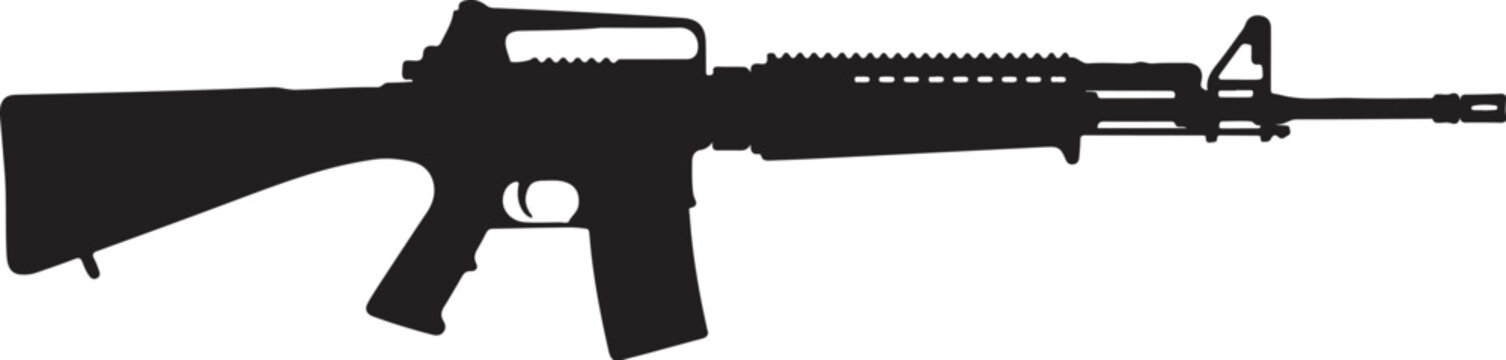 Rifle, assault rifle, black rifle, gun silhouette, weapon icon, vector illustration