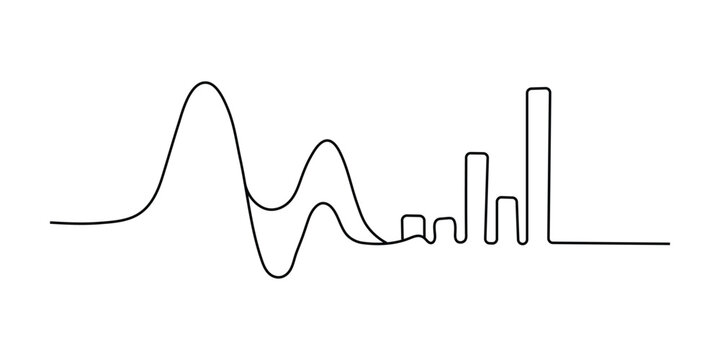 A line graph with wavy and bar chart elements a for data analysis and statistics