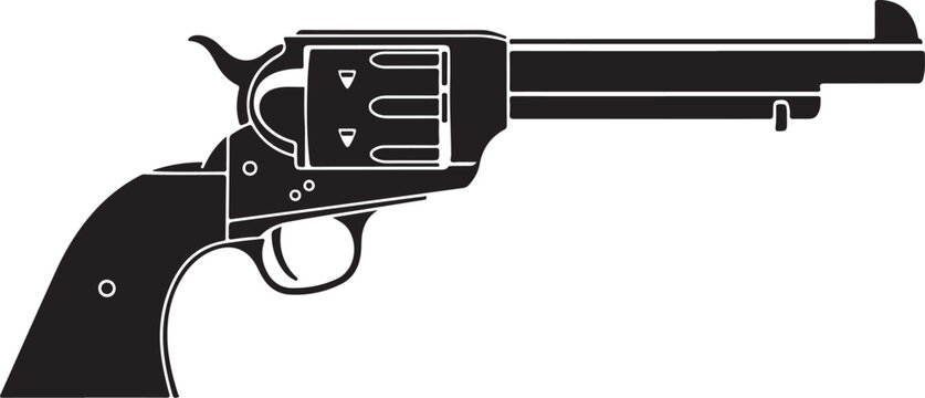 Revolver, Colt, Western, Gun, Handgun, Black, Vector, Illustration