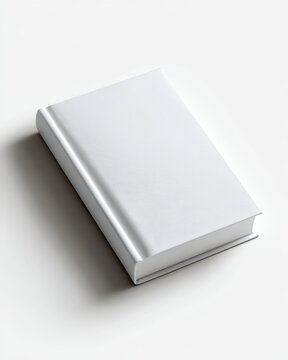 Hardcover book dust jacket mockup, front view, clean white design, professional render
