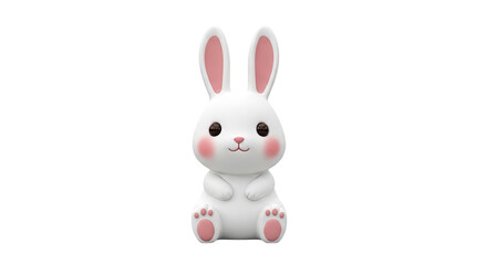 Obraz premium Cute Kawaii White Bunny with Pink Accents