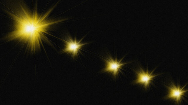 Golden Light Flares Sequence with Sparkling Yellow Star Dust Rays
