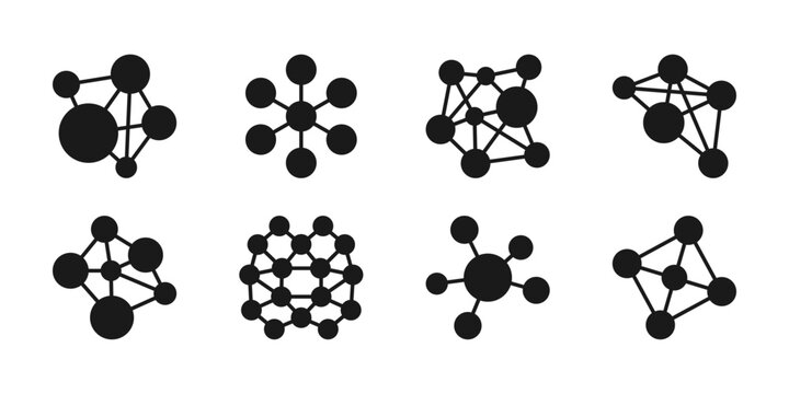 Neural Network thin line, solid icon set. Artificial Intelligence, AI Digital Technology, Data Science, Machine Learning concept. Black vector outline icons collection.
