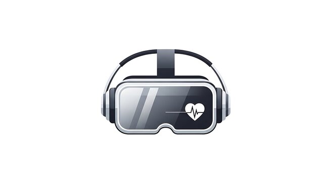 Virtual reality headset with heartbeat logo