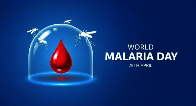World Malaria Day Concept with Blood Drop and Protective Shield