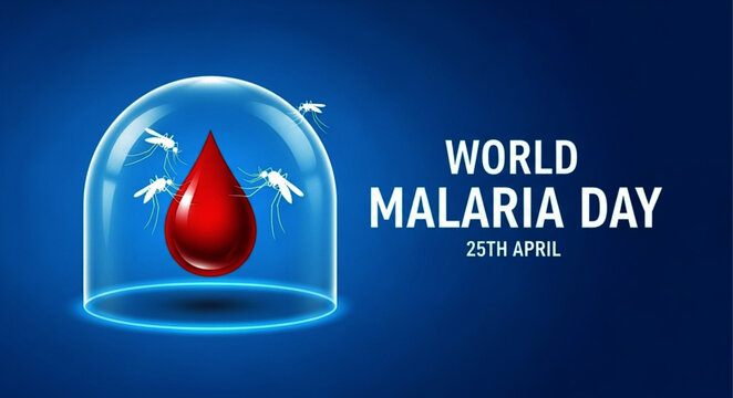 World Malaria Day Poster with Blood Drop and Mosquito Protection