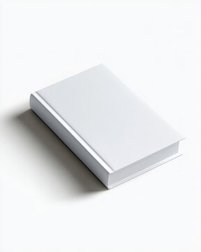 Hardcover book dust jacket mockup, front view, clean white design, professional render
