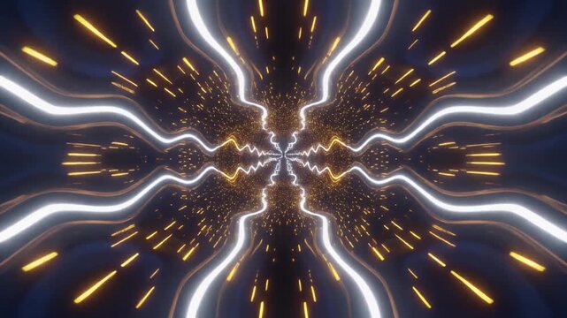 Platinum Silver Pulse Wave Tunnel Seamless Infinite Loop Rhythmic Energy Sapphire Center Abstract Corporate Background 8K