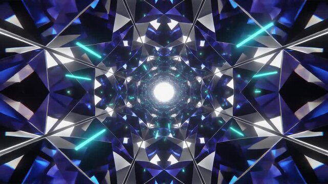 Sapphire Blue Geometric Lattice Mesh Tunnel Platinum Edges Seamless Loop Abstract Triangular Grid Corporate Background