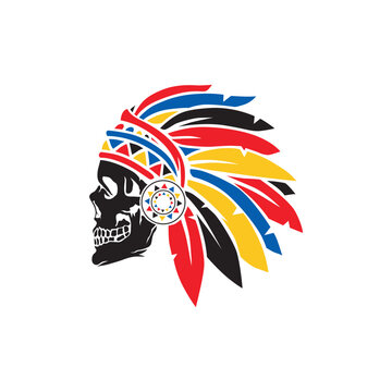 indian skull illustration