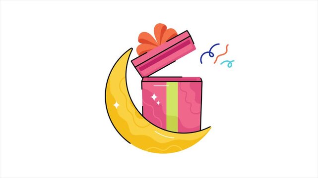 Eid Gift   MP4 Flat Animations on white background.