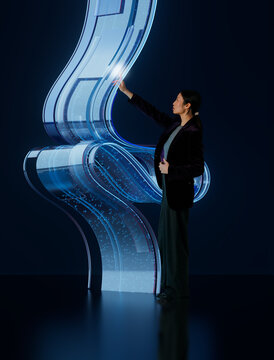 3D interface gesture portrait of executive with light form
