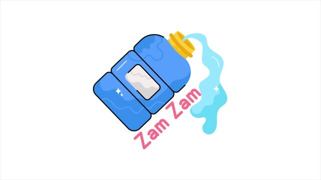 Zam zam water   MP4 Flat Animations on white background.