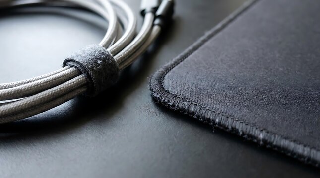 Close Up of Cable and Mouse Pad Texture
