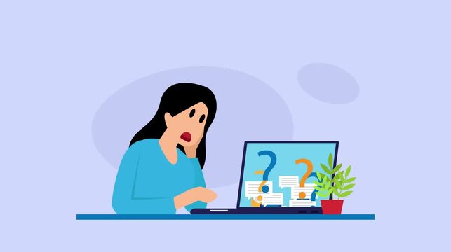 Overwhelmed Woman Stressed by Email Overload and Digital Communication Burnout cartoon animation