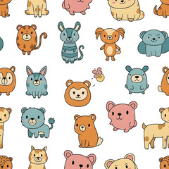 Fototapeta premium Colorful cartoon animals for kids.