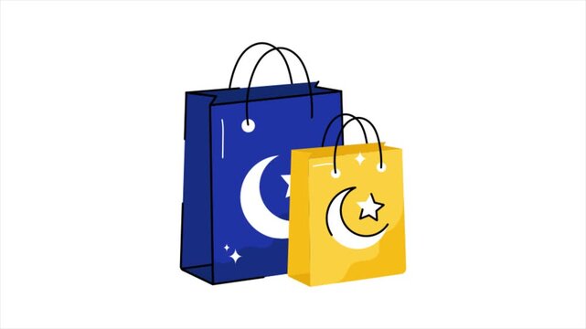 Eid Gifts   MP4 Flat Animations on white background.