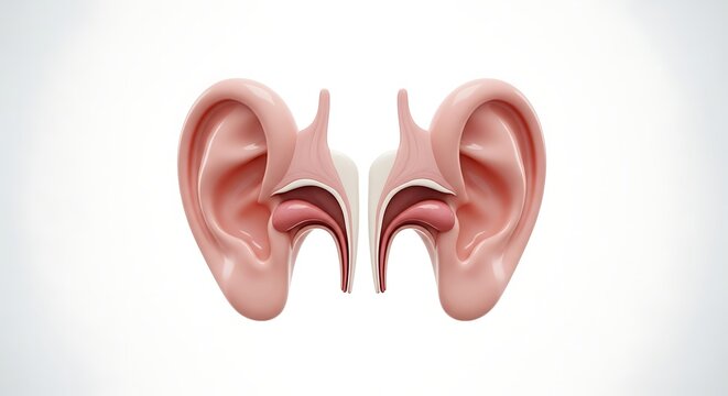 Anatomical Illustration of Human Ear - Detailed Cross-Sectional View for Medical Education.