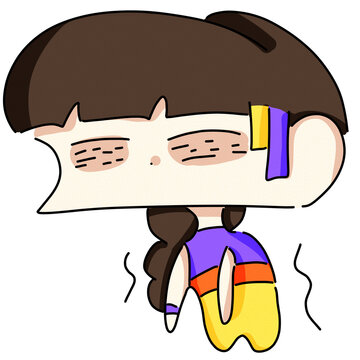 the cartoon girl tired of long day