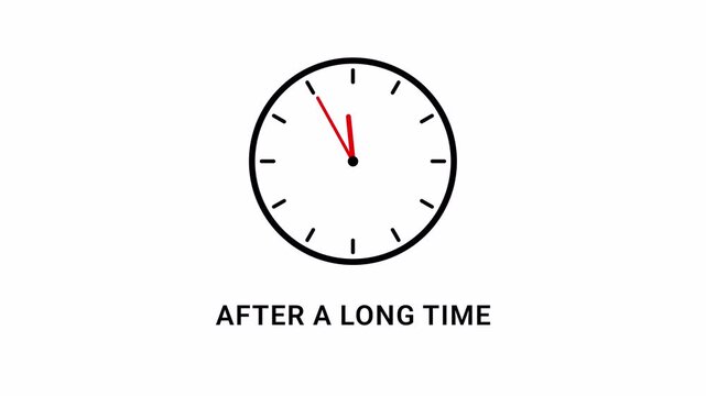Minimalist Clock Motion Graphic with After A Long Time Caption, Seamless Loop