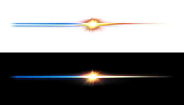 Horizontal lens flare effect with dual color streaks for cinematic lighting overlays and digital graphic design projects