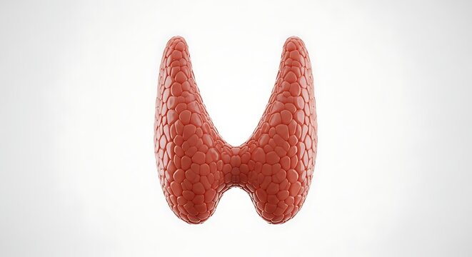 Medical Illustration of the Human Thyroid Gland, Anatomical Structure, Detailed View.