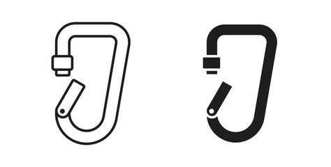 Carabiner icon line style collection. Simple black solid icons © nusrat