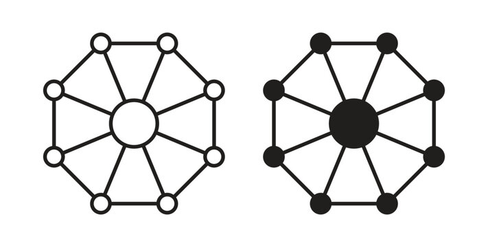 Dependency icon line style collection. Simple black solid icons