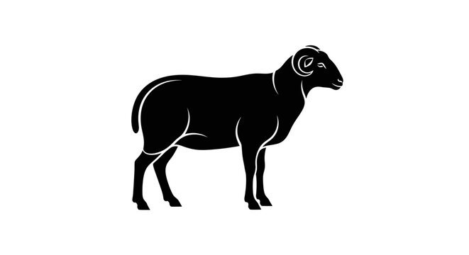 Eid ul Adha eid Black ram, sheep icon, animal silhouette, vector illustration isolated on White Background vector