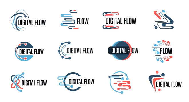 Digital Flow Logo Collection Abstract Technology Concepts.