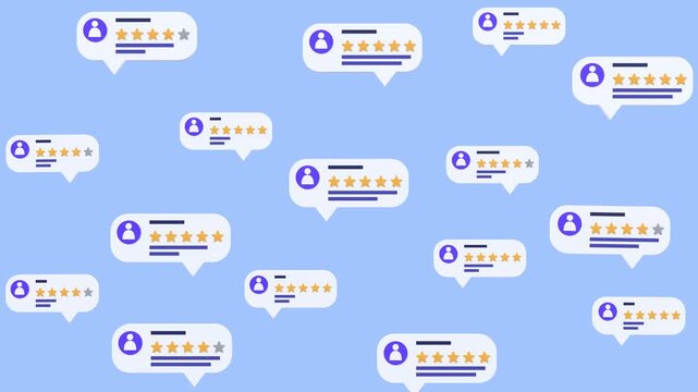 Animated Concept Showing Positive Customer Feedback, High Ratings, And User Reviews, Ideal For Business, Service, And Product Satisfaction Visualizations.