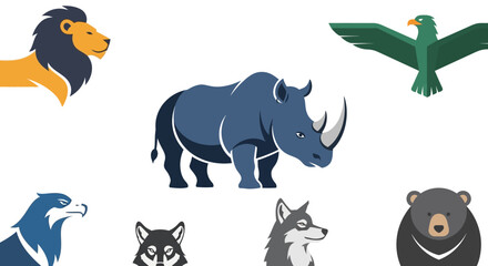 Obraz premium Collection of Diverse Wild Animal Illustrations.