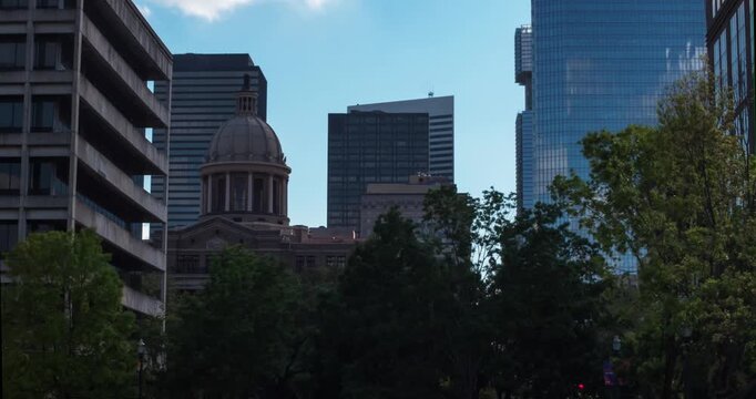Timelapse of the Historic 1910 Harris County Courthouse and Surrounding Buildings in Downtown Houston, Texas
