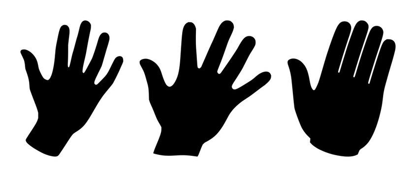 Haptic feedback hand icon set with solid black icon on white background featuring gesture, touch, interaction with iconography and user interface