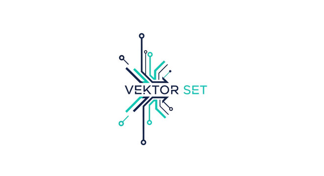 Abstract digital circuit board design with Vektor Set text.