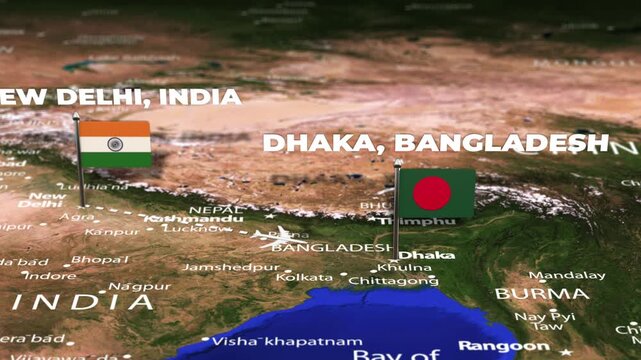 Flight From New Delhi INDIA to Dhaka BANGLADESH with flag pins
