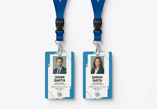 Dual Lanyard ID Card Mockup
