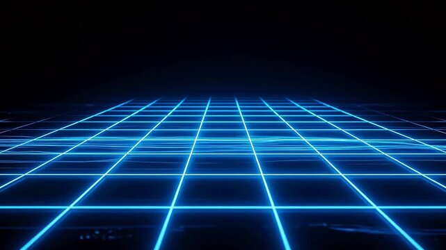 Blue neon grid on dark background