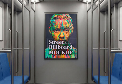Subway Poster Frame Mockup &ndash; Urban transport advertising