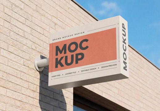 Exterior Wall Sign Mockup &ndash; Building facade display