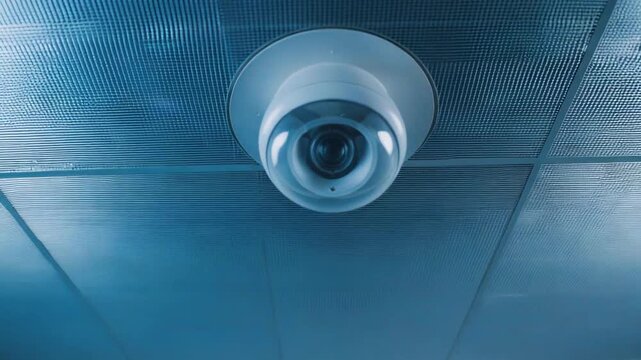 Dome security camera installed on a false ceiling, providing constant monitoring for safety and advanced surveillance technology protecting property and preventing crime in public or private spaces