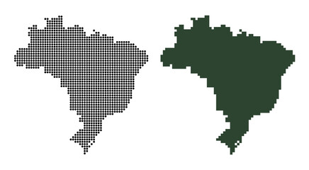 Fototapeta premium Brazil pixel and dotted maps vector illustration